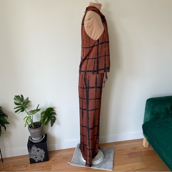 Jonathan Simkhai Katana Halter Twist Blouse Joey Wide Leg Pant Shibori Set NWT M - Picture 6 of 11